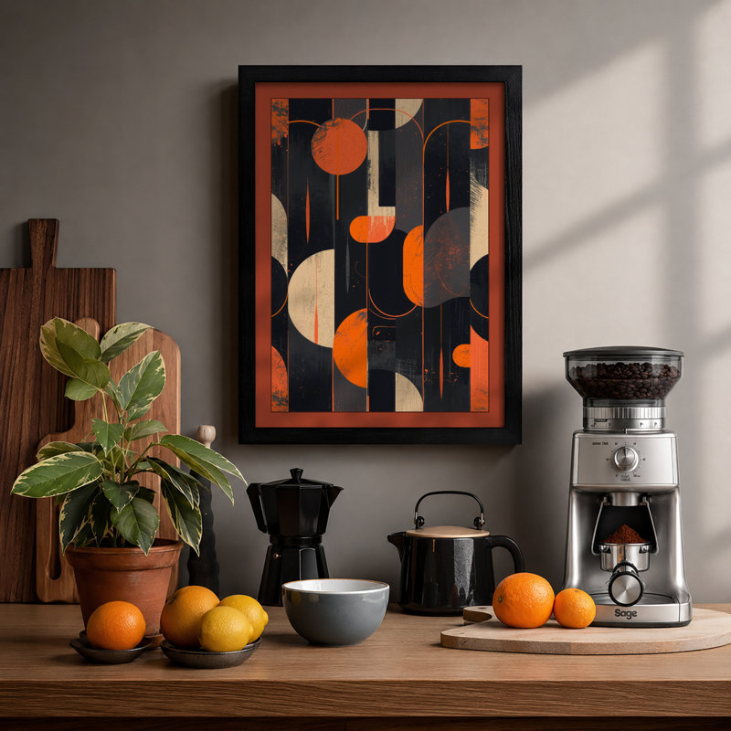 Suspended Geometry Geometric - Framed Print, A1 - 84.1 x 59.4 cm, Black