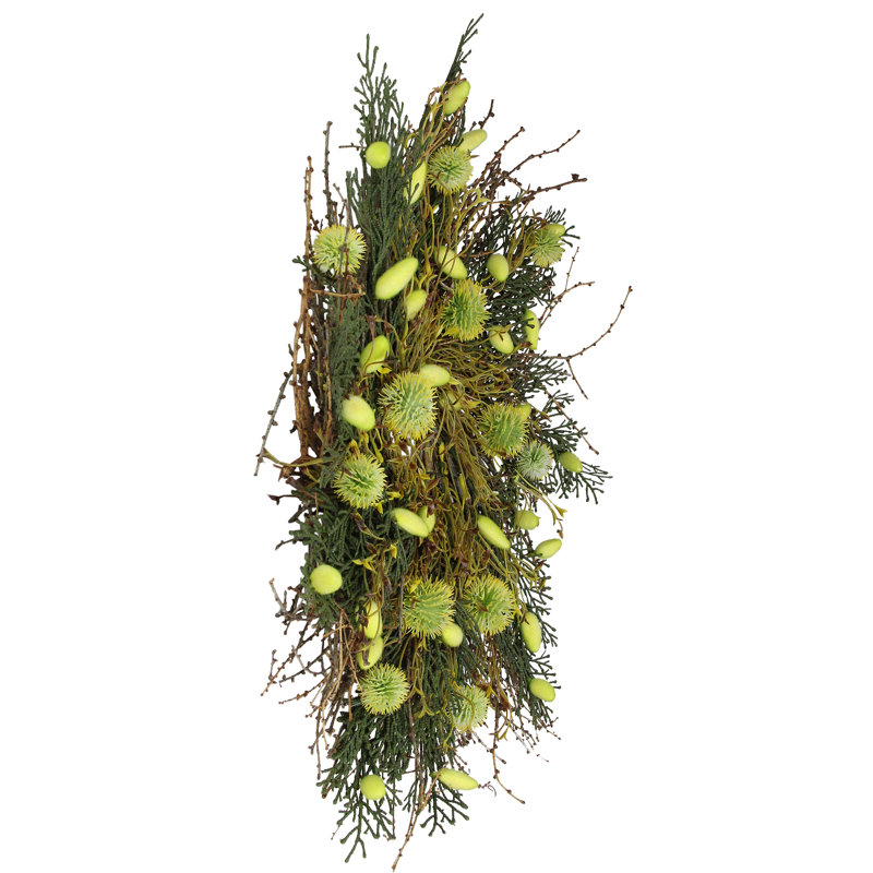 20-Inch Yellow and Green Artificial Grapevine Floral Wreath