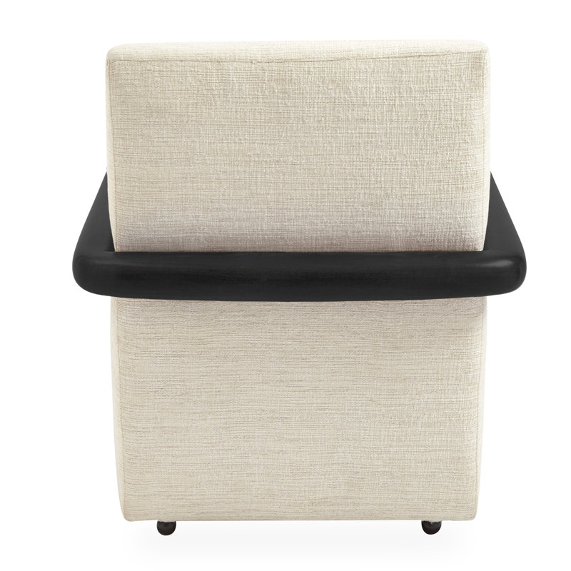St. Germain Club Chair, Ivory Viscose/Linen/Cotton/Acrylic, Black/Brass