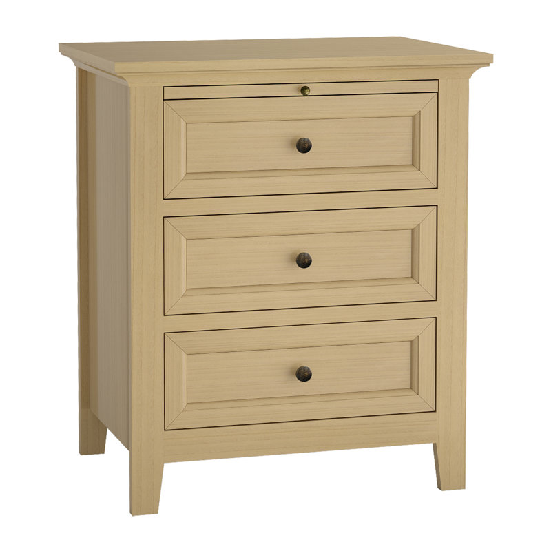 Solid Wood Nightstand with 3 Drawers