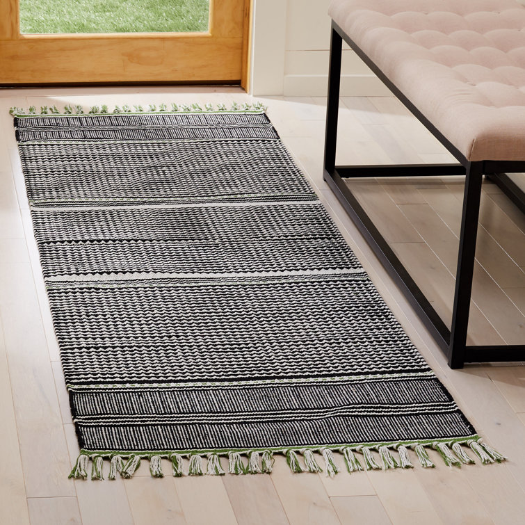 Tapis rayé multicolore tissé à plat à la main Granada