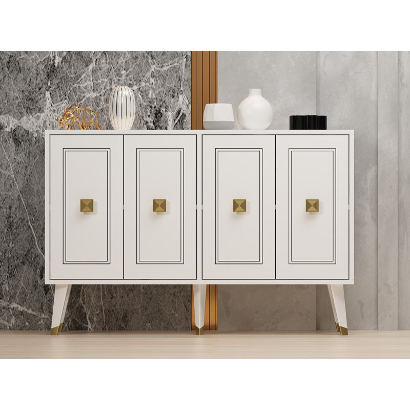 Odessa 80cm Sideboard, White/Gold