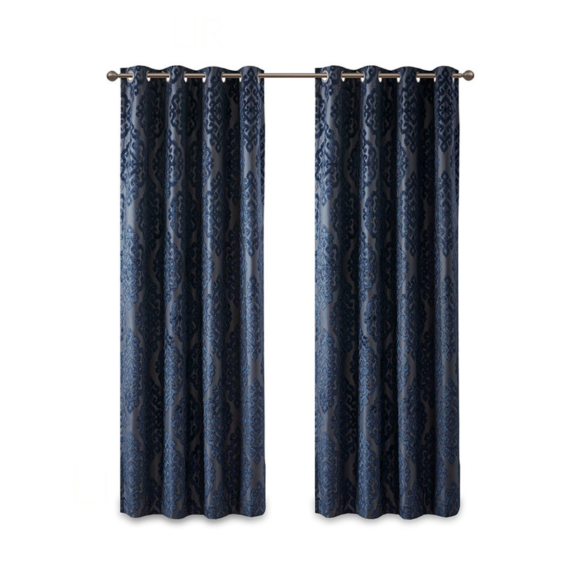 Panneau de rideau tricoté en jacquard damassé occultant avec œillets, tissu épais pour une intimité maximale et un blocage de la lumière