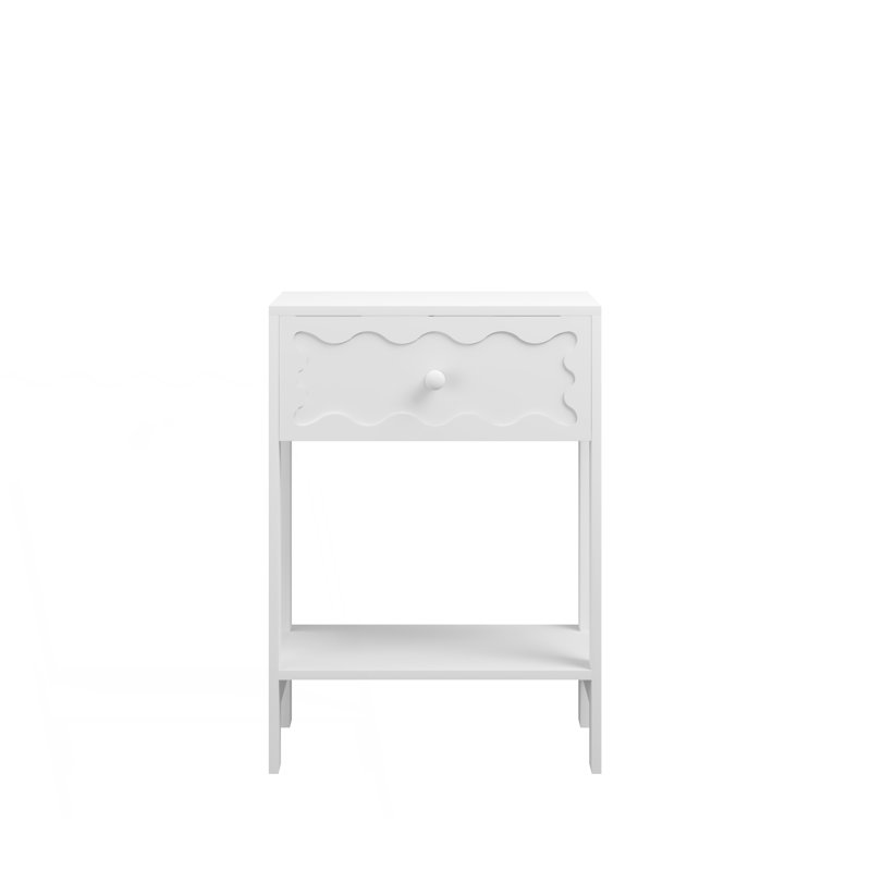 Table de chevet moderne avec tiroir et tablette ouverte, table de chevet à motif de vagues, table de chevet
