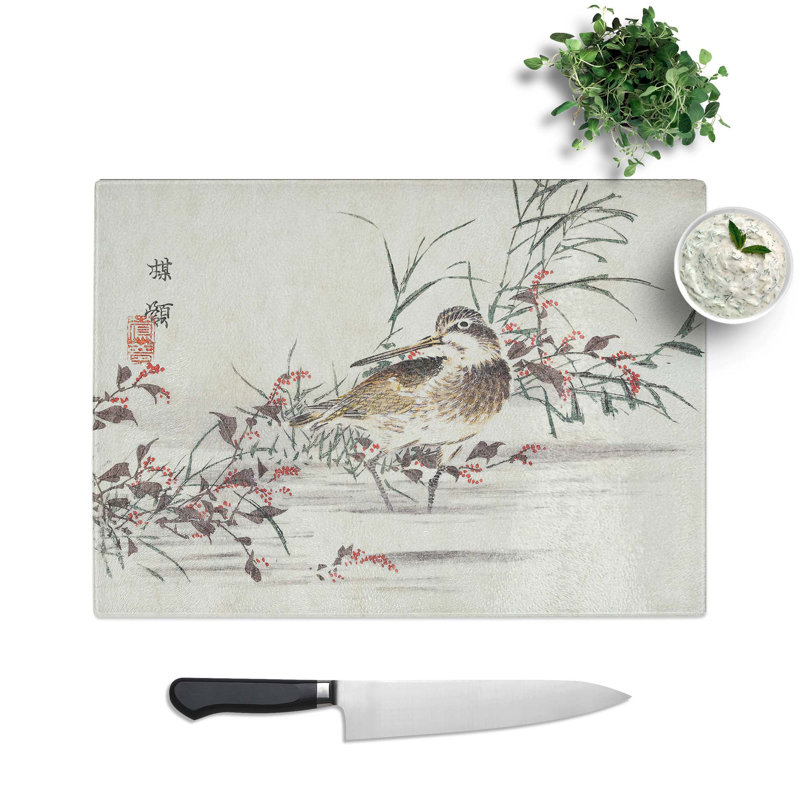 Tempered Glass a Bird in the Water Chopping Board, 39 cm W x 28.5 cm L
