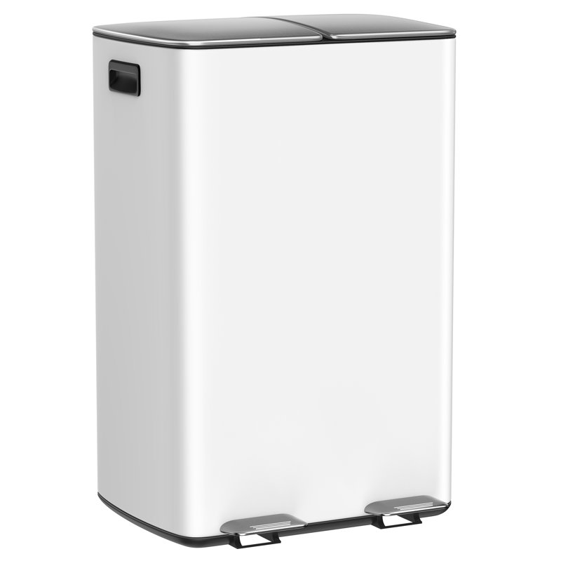 Amista Steel 60 Litre Step On Rubbish Bin, White