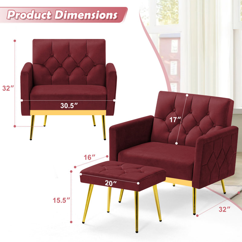 2 - Piece Velvet Living Room Set, Red