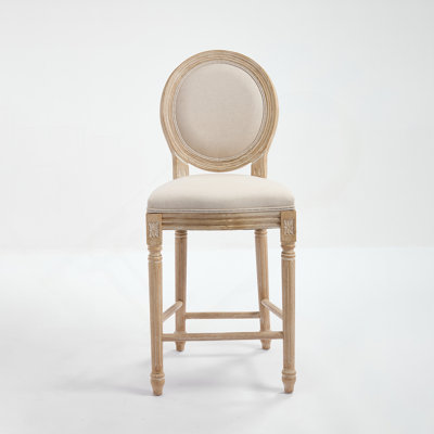 Ensemble de 2 chaises de salle à manger French Country, chaises rembourrées à dossier rond, techniques de tréfilage et de sculpture, démontables, pour le salon, la cuisine, beige