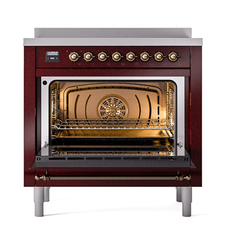 ILVE Nostalgie II Noblesse 36 in Induction Range, Burgundy/Bronze