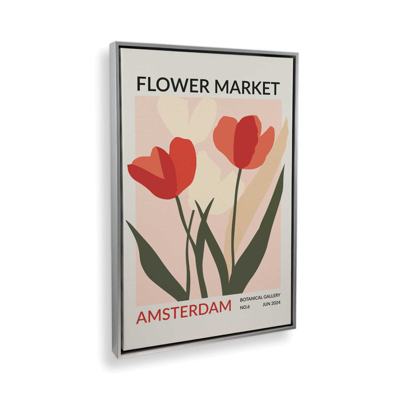 Amsterdam Flower Market II, Cadre flottant en chrome poli, H 30,75 po x l 20,75 po