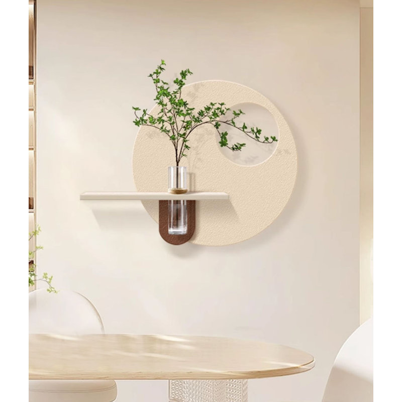 Articles de décoration murale en grès en forme de plante grise en vert crème, H 27,56 po x l 35,43 po x P 4,72 po, Beige