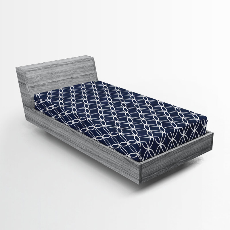 Drap-housse bleu marine Ambesonne, Ensemble literie pour lit simple