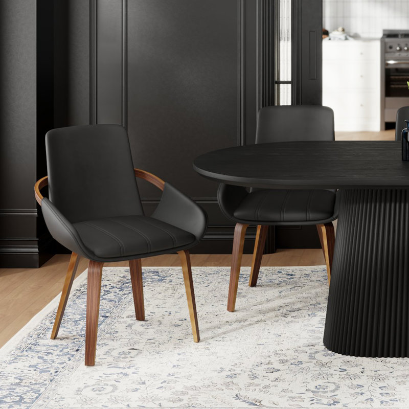 Chaise de salle à manger Mid-Century, Noyer, Noir