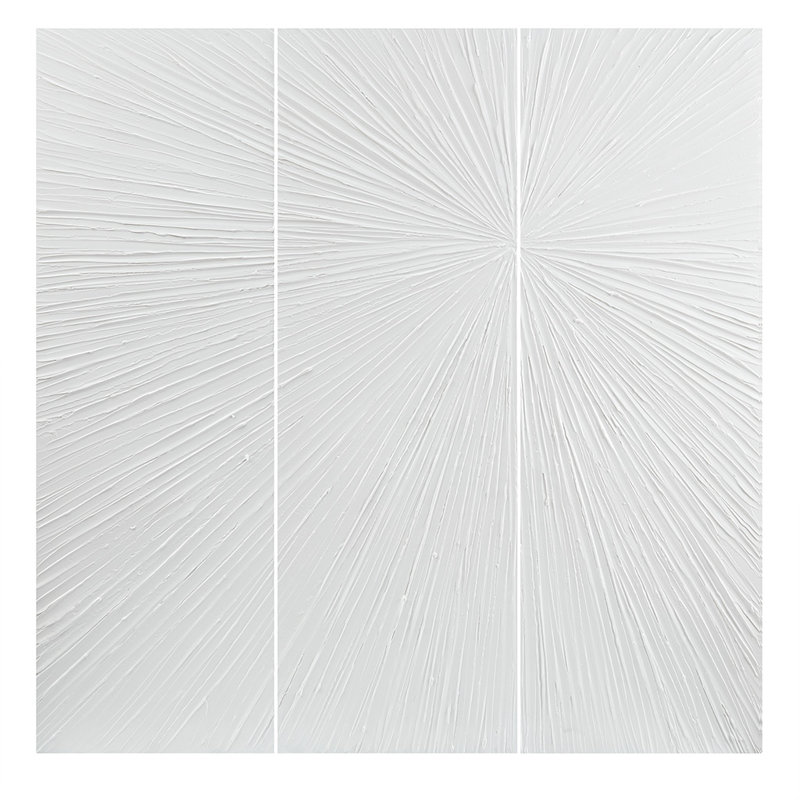 Gracie Mills Claude Dimensional Resin Triptych Wall Art Set, White