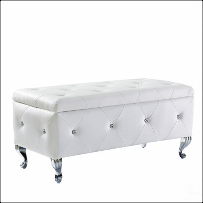 Upholstered Storage Ottoman Bench For Bedroom End Of Bed Faux Leather Rectangular Storage