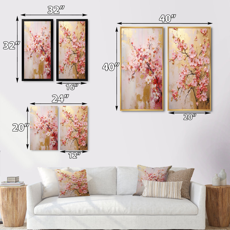 «Apple Blossom Harmony II», 2 pièces sur toile, H 32 po x l 32 po, Toile tendue