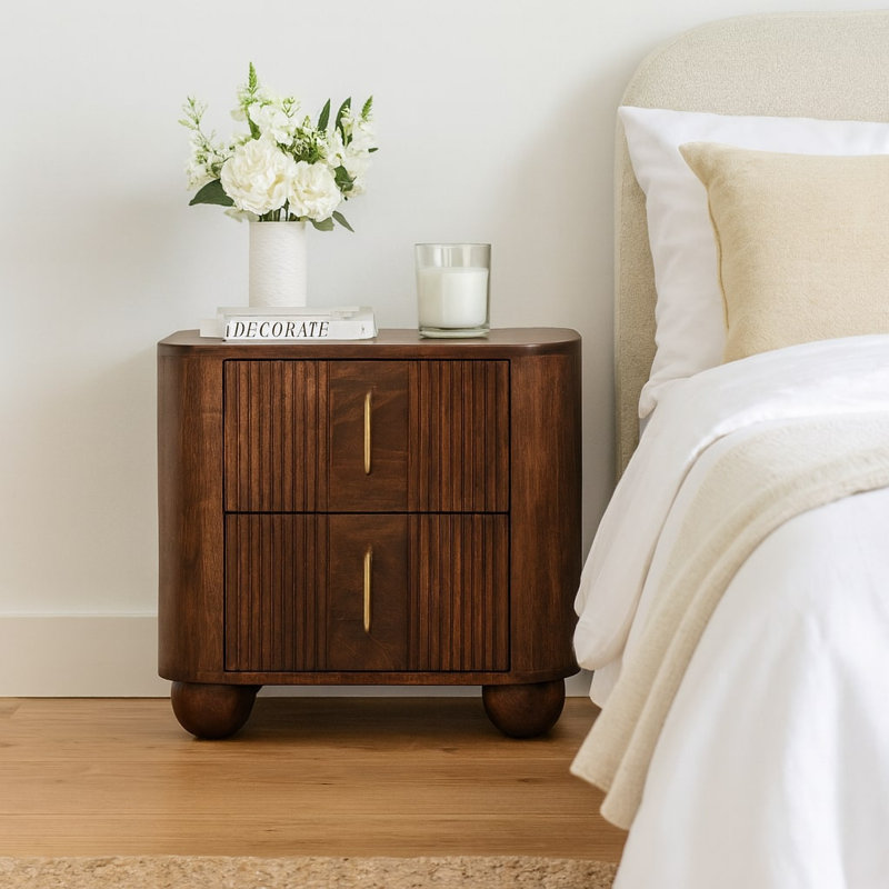 Elissavet 55cm W Solid Wood Bedside Table