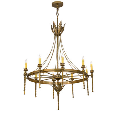 Lustre en roue de chariot à 10 lumières de style bougie Nordheim