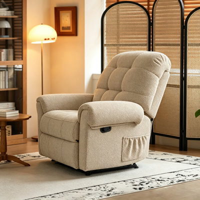 Fauteuil inclinable manuel vert armée rembourré - Fauteuil lounge ergonomique en tissu doux avec repose-pieds rembourré pour salon et cinéma maison