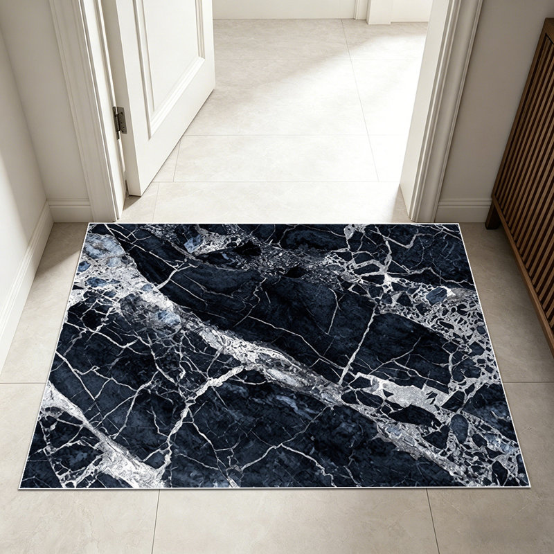 1PC dark black marble veined area rugs for Living Room, Soft and Comfortable, Suitable for all seasons, easy-to-maintain, machine washable Indoor floor mat, Under Table Farmhouse suitable for dining room, bedroom, kitchen, entryway, home office,...