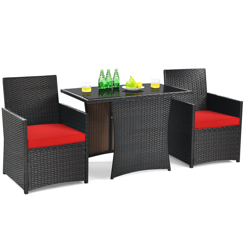 Saffian Rectangular 2 - Person 51'' Long Dining Set with Cushions