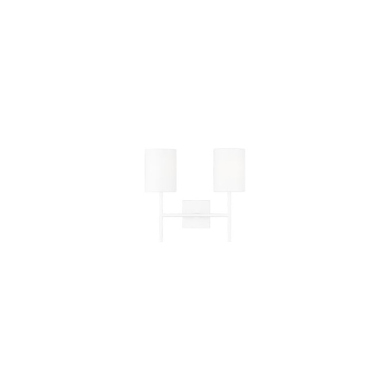 Barbara Barry Key Bathroom Bedroom Wall Fixture With White Linen Shade, Matte White, 14.875" H x 16" W x 6.375" D, 2 Lights