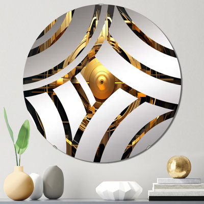 Or et noir cubiste Visions I - Miroir décoratif à onde centrale
