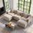 108" Wide Deep Seat Modular Chenille U-Shaped Sectional Sofa with 2 Ottomans and Pillows-1919196431