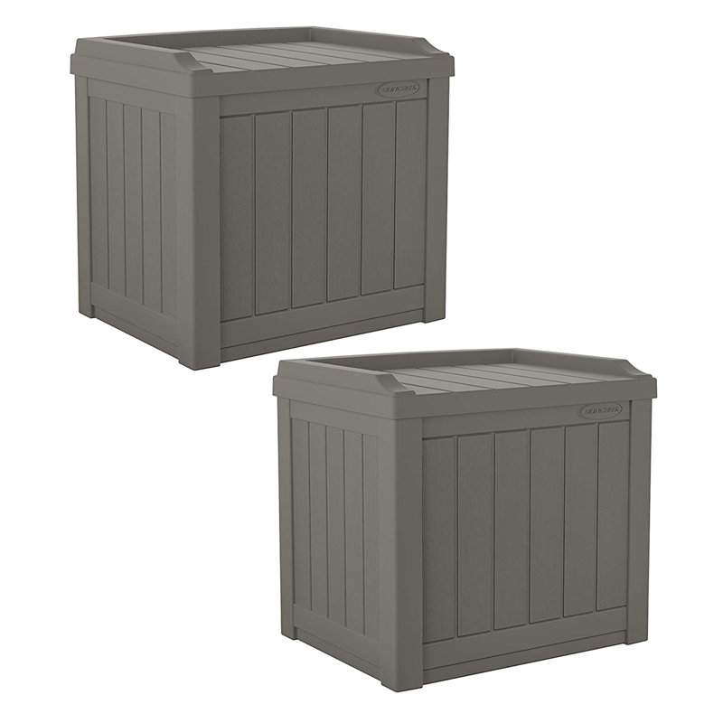Coffre de terrasse Suncast résistant à l'eau 22 gallons avec siège de rangement, Pierre, 2