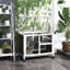 Grey Rabbit With Wheels - Desk And Side Table Sized. Waterproof Wood Cage For 1 Or 2 Dwarf Rabbits. 36" Length X 21" Width 28.75" Height. Seamless Mobility Compact Adjustable Qualities Waterproof,
