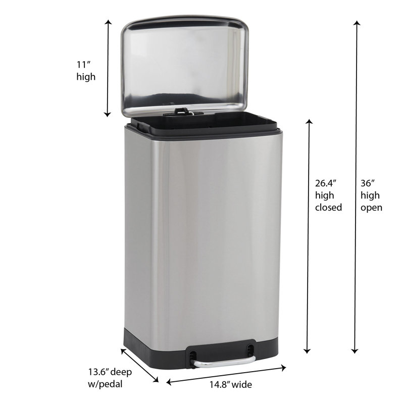 Steel Step On Kitchen Trash Can - 10 Gallons