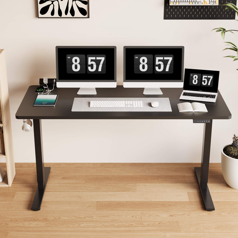 Bureau debout ajustable, bureau entier, L 60 po x P 24 po, Blanc