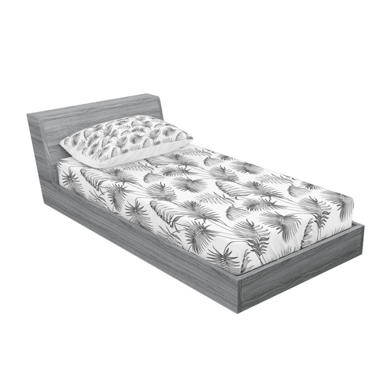 Microfiber Floral Fitted Sheet, Twin Sheet Set with 1 Pillowcase