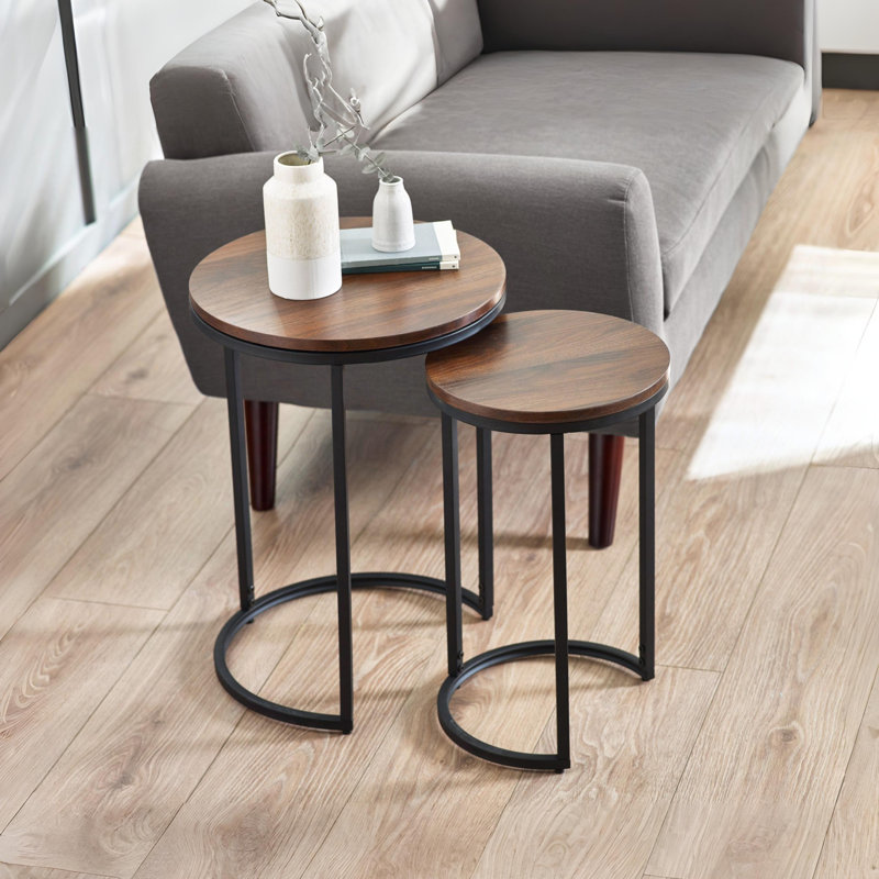 Aeris Round Nesting Tables, Walnut