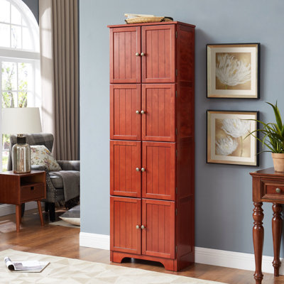 72.4" Tall Storage Cabinet Tall Storage Cabinet With 8 Doors And 4 Shelves ,Bookshelf Living Room, Kitchen, Dining Room, Office Freestanding Storage