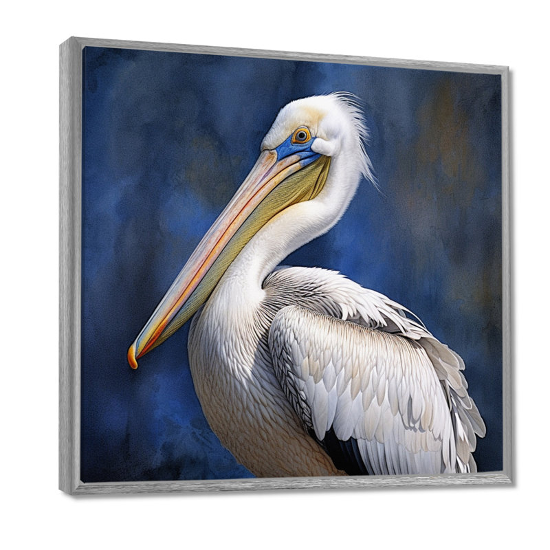 «Majestic Pelican Seabird V», reproduction sur toile, H 36 po x l 36 po x P 1,5 po, Cadre argenté flottant