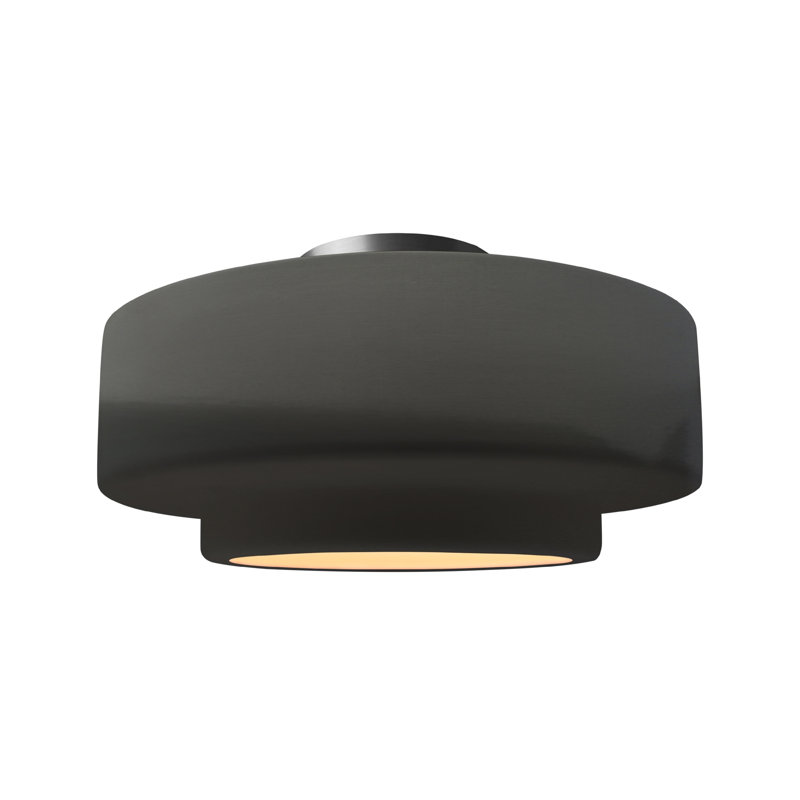 Plafonnier semi-encastré Radiance, Gris brillant, H 7,25 po x l 14,5 po x P 14,5 po, Nickel brossé