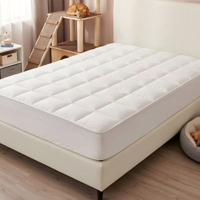 Drap-housse matelassé carré quadrillé, housse de matelas rembourré doux avec ajustement élastique à poche profonde, protège-lit respirant lavable à la machine, gris foncé, grand (60 x 80 pouces)