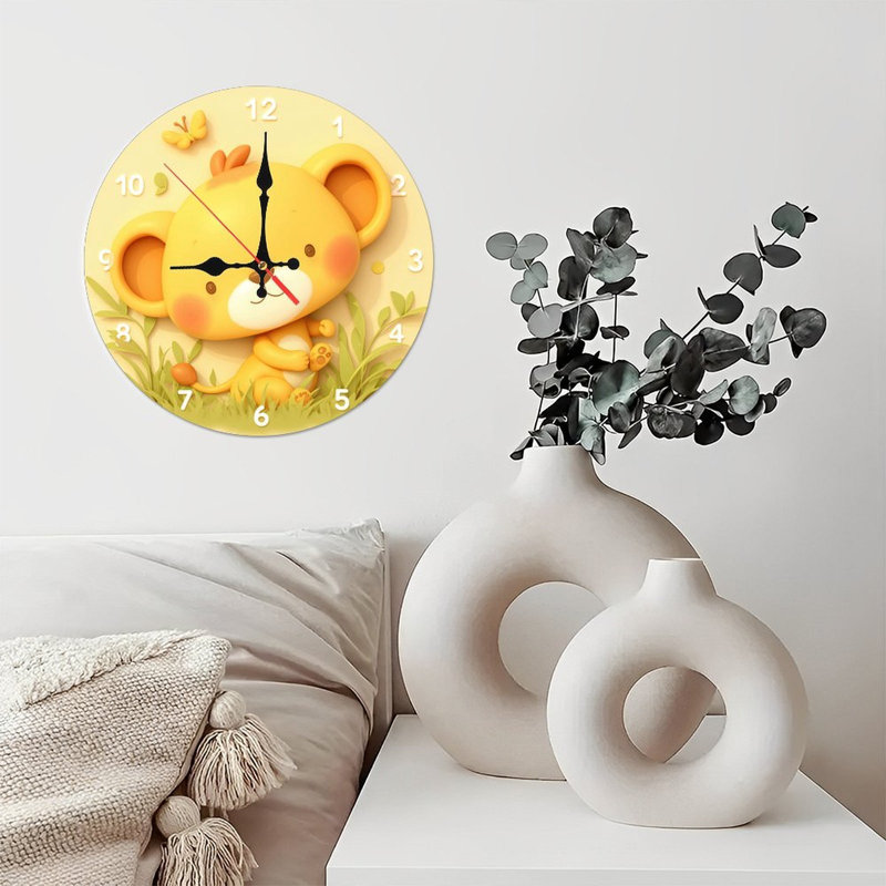 Adorable horloge lionne ronde