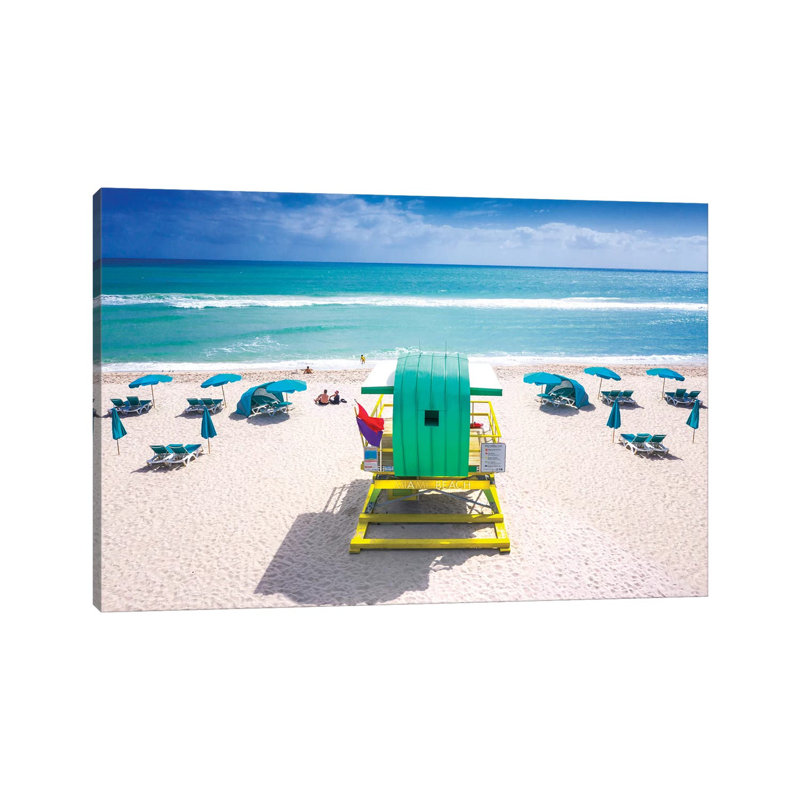 Ocean Side, Miami Beach Florida by Susanne Kremer - Print on Canvas, Wrapped Canvas, 20.32cm H x 30.48cm W x 1.91cm D