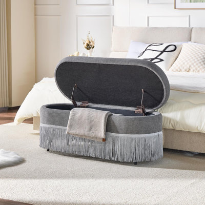 Cadre de rangement avec repose-pieds en métal avec franges modernes de 39 pouces pour la maison
