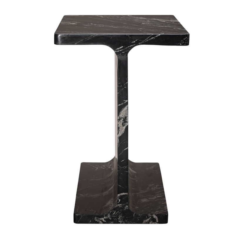 20" Black Marble Pedestal End Table