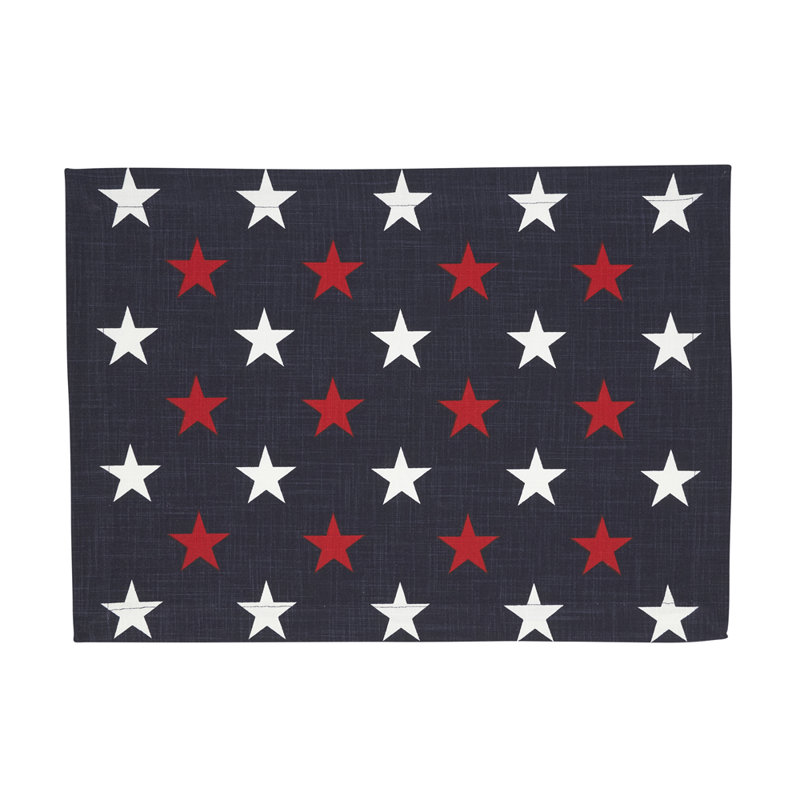 Ensemble de 4 napperons d'inspiration drapeau rouge et blanc 100% coton 14 po x L 20 po
