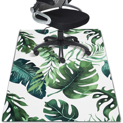 Tapis de bureau à feuilles tropicales antidérapantes 36 "x 48" pour chaises de jeu, chaises de bureau d'ordinateur
