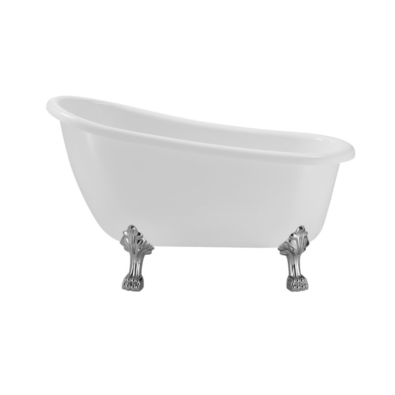 53.1'' x 25.6'' Freestanding Soaking Acrylic Bathtub, Polished Chrome, Brushed Gun Metal