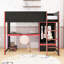 Lit mezzanine en bois avec tiroir de rangement, garde-robe, lumière DEL et bureau-290391677