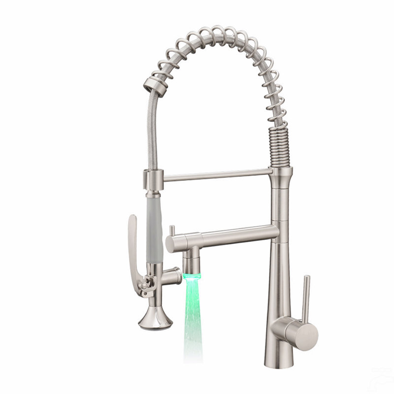 Kitchen Sink Faucet, Single Handle Pre-Rinse Spring Sprayer Kitchen Faucets, High Arc Pull Down  Kitchen Faucet