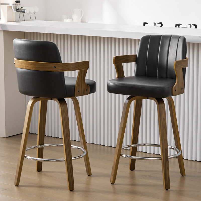 Tabouret de bar et de comptoir pivotant 26 po avec accoudoirs, Noir, Tabouret de comptoir (siège d'une hauteur de 26 p