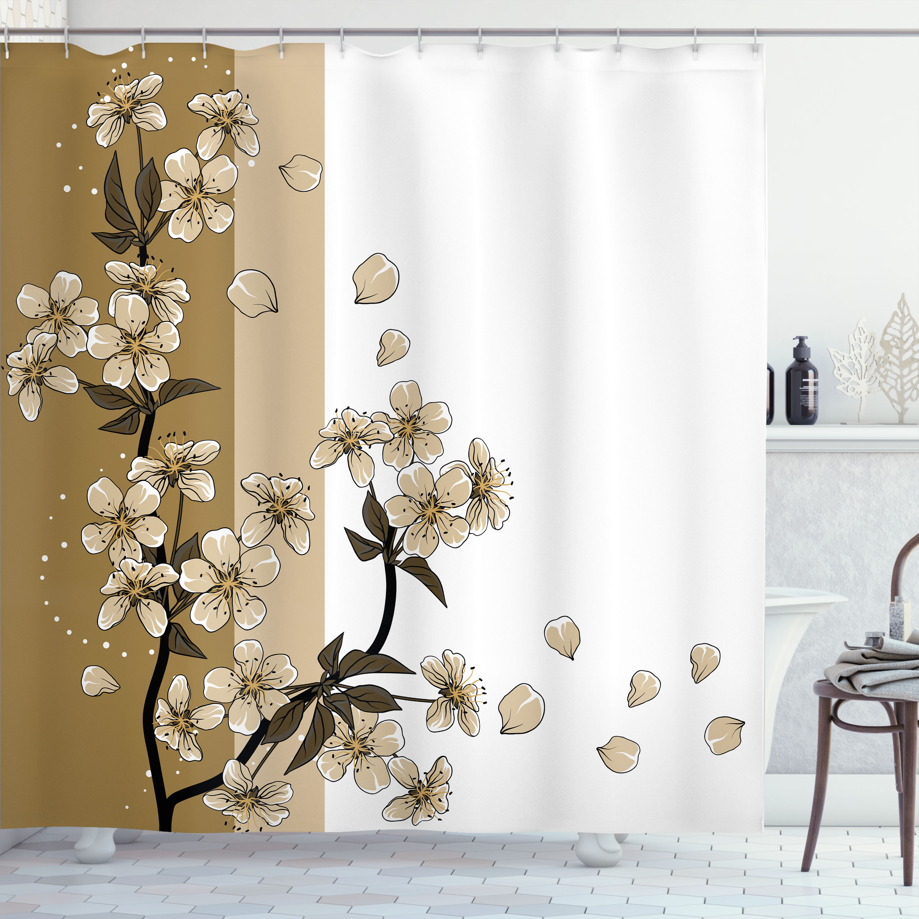 Ambesonne Japanese Shower Curtain Romantic Sakura Blooms Art Wayfair