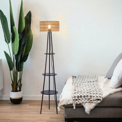 Kahani 168cm Rattan Tray Table Floor Lamp with 1 Bulb Included